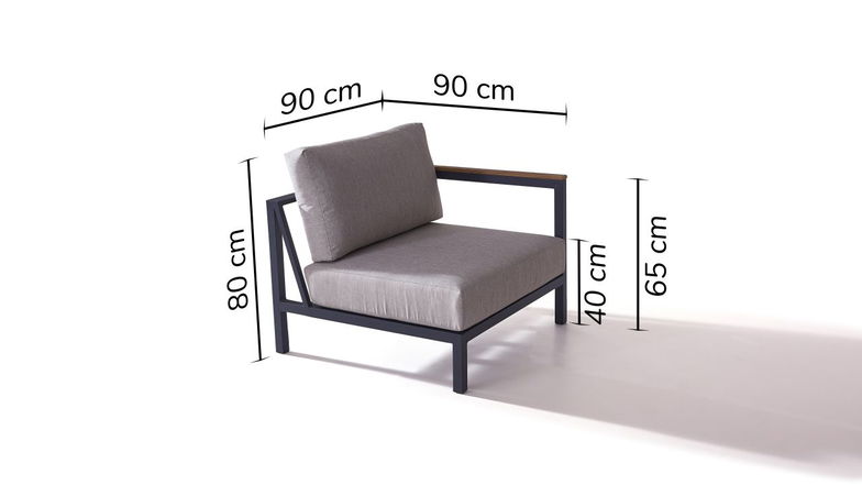 Plaza Abschlusssofa 90 cm, rechts - anthrazit