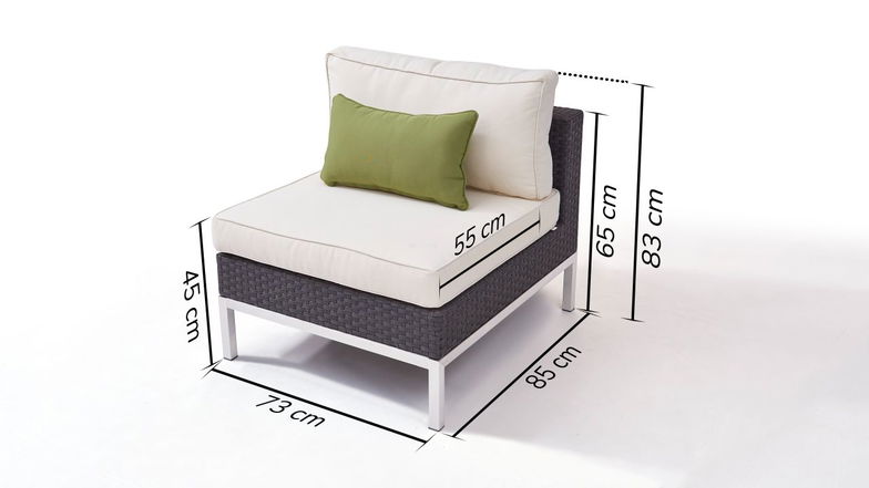 Edelstahl Silva Mittelsofa 73 cm