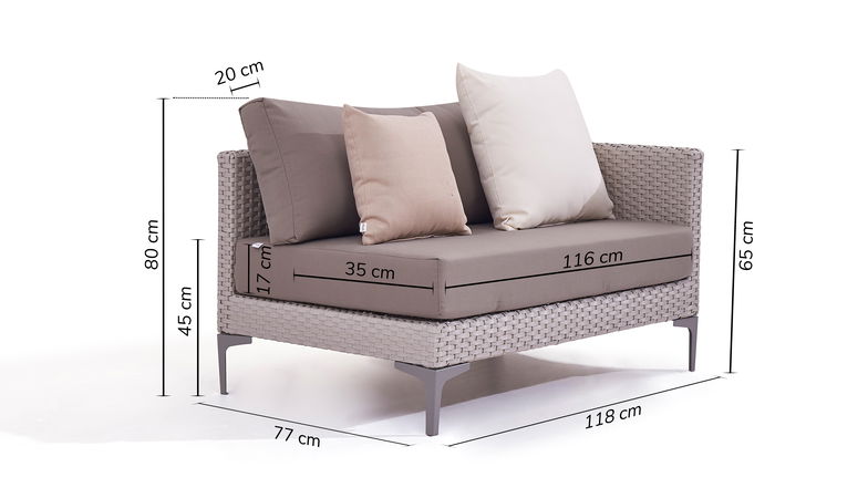 Slim Abschlusssofa 118 cm, rechts
